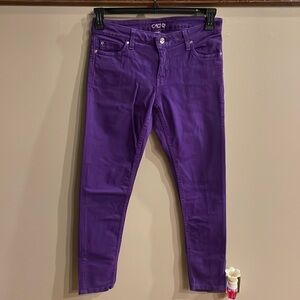 NWT CACHE vintage purple skinny stretch ankle jeans mid rise size 4